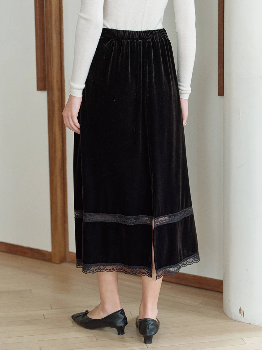 Violette All-Purpose Lace Velvet Midi Skirt