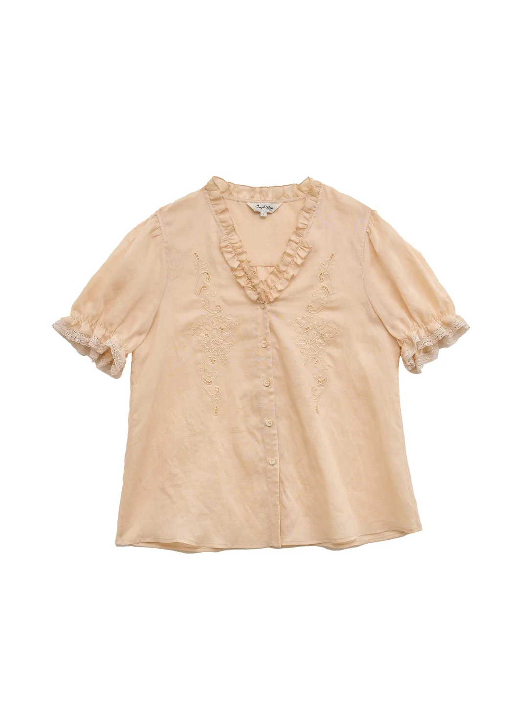 Amelia V- Neck Embroidered Ramie Blouse