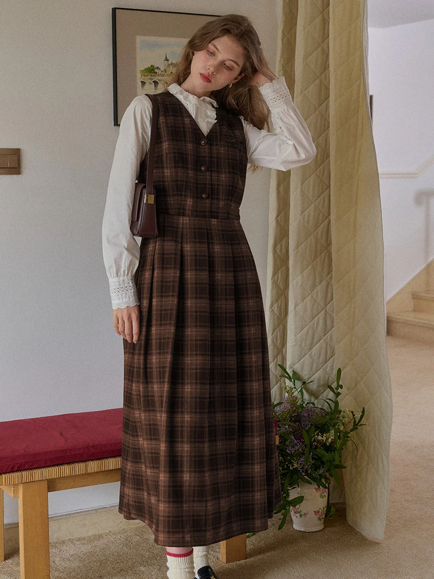 Kinley V-Neck Plaid Dress