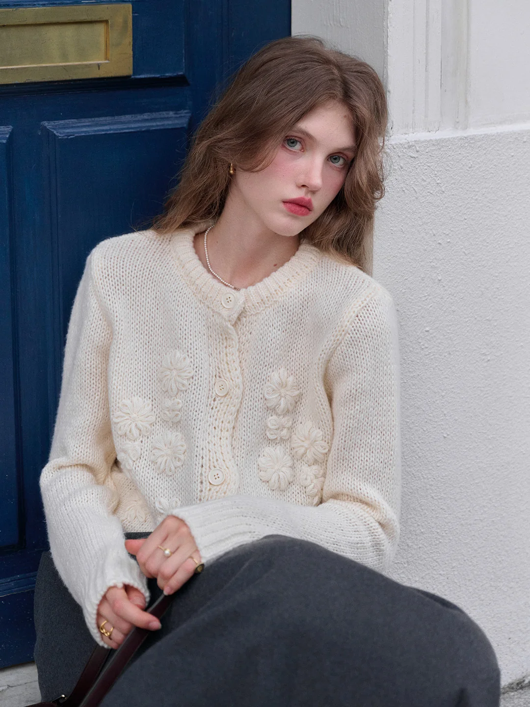 Armani Round Neck Crochet Sweater