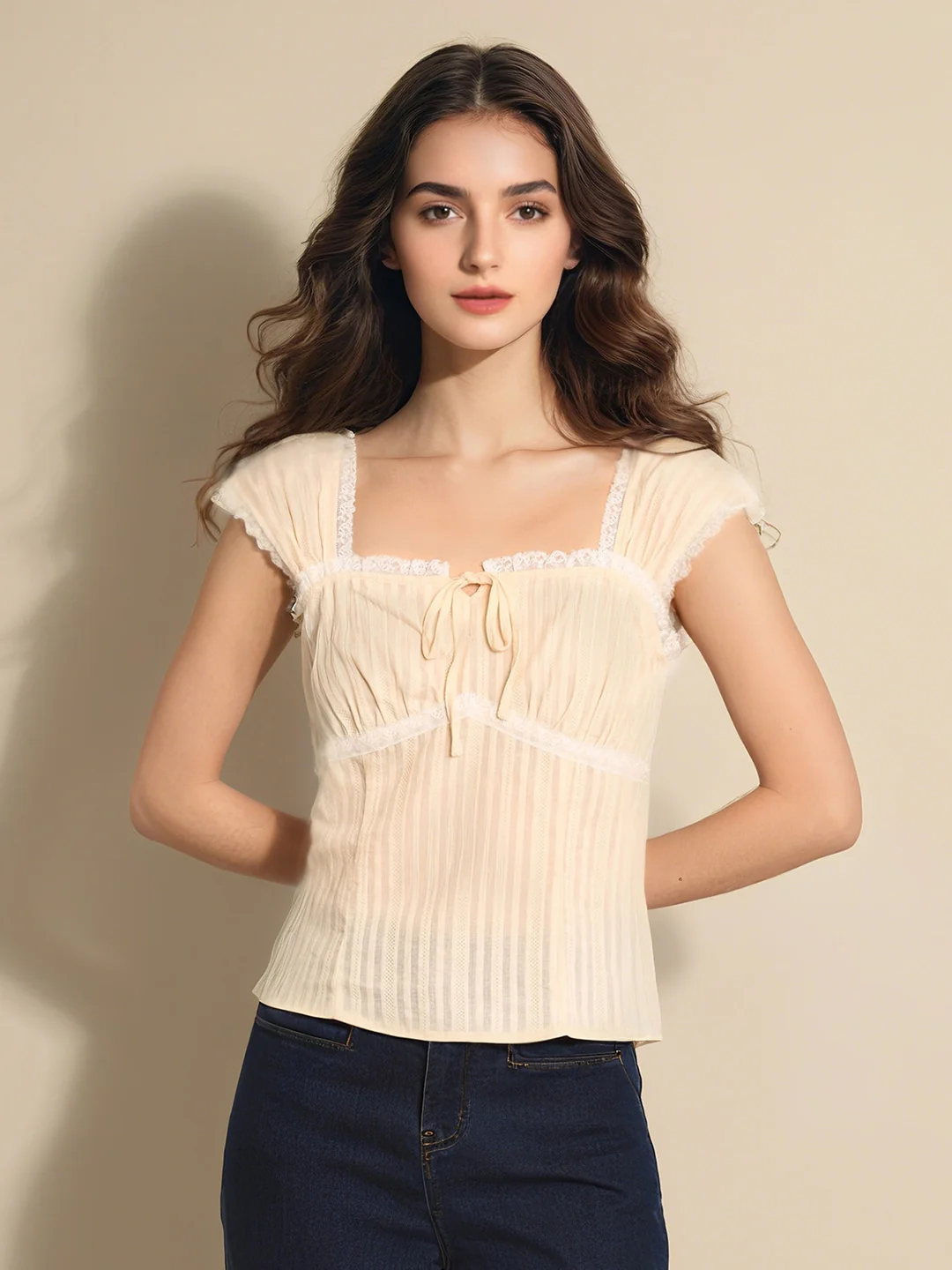【Final Sale】Cecilia Square Neck 100% Cotton Blouse