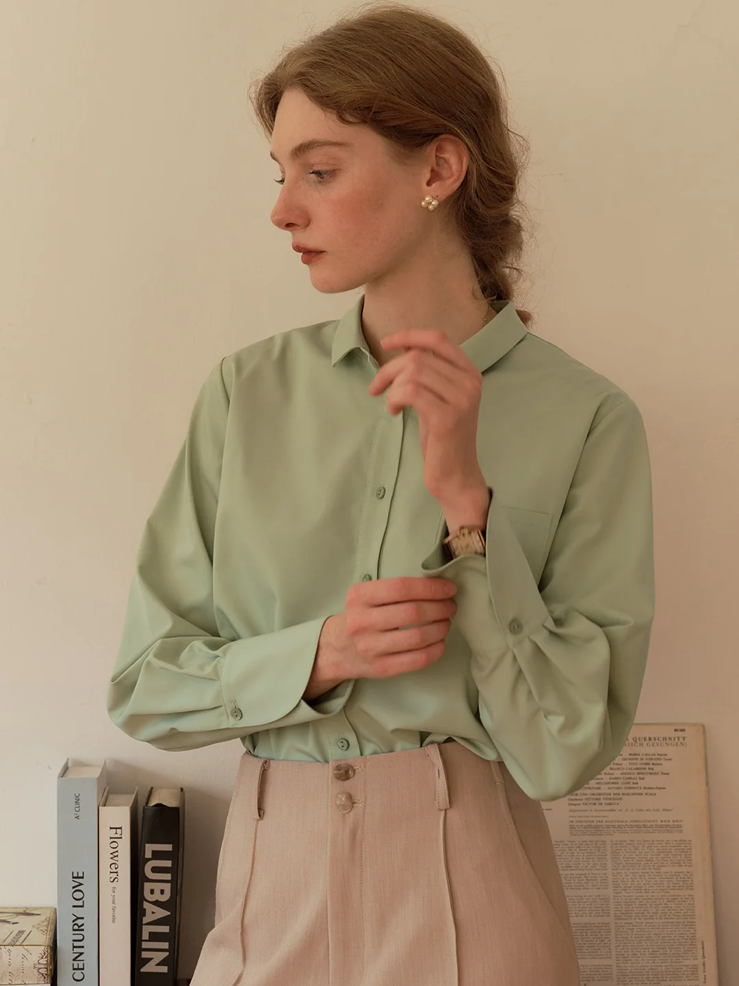 【Final Sale】Sarahi French Cuffs Small Lapel Shirt