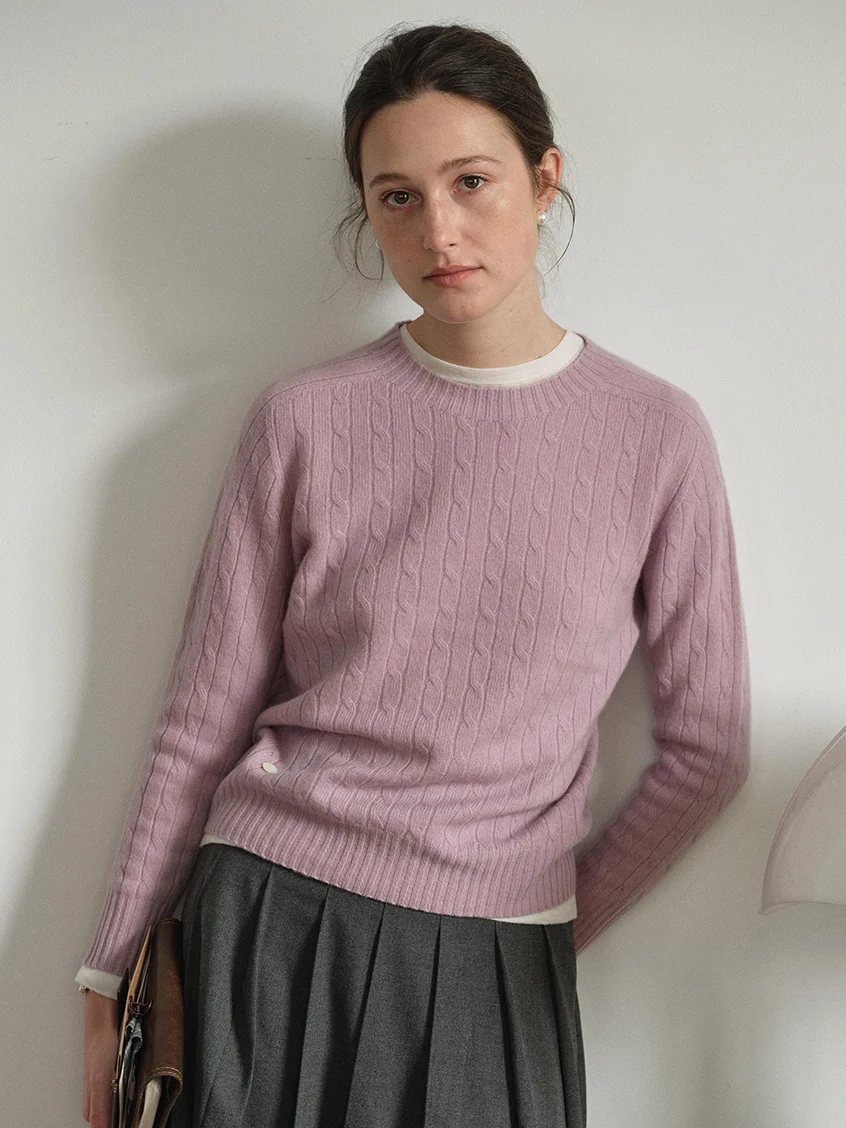 Shay Cable-Knit Lightweight Wool-Cashmere Sweater