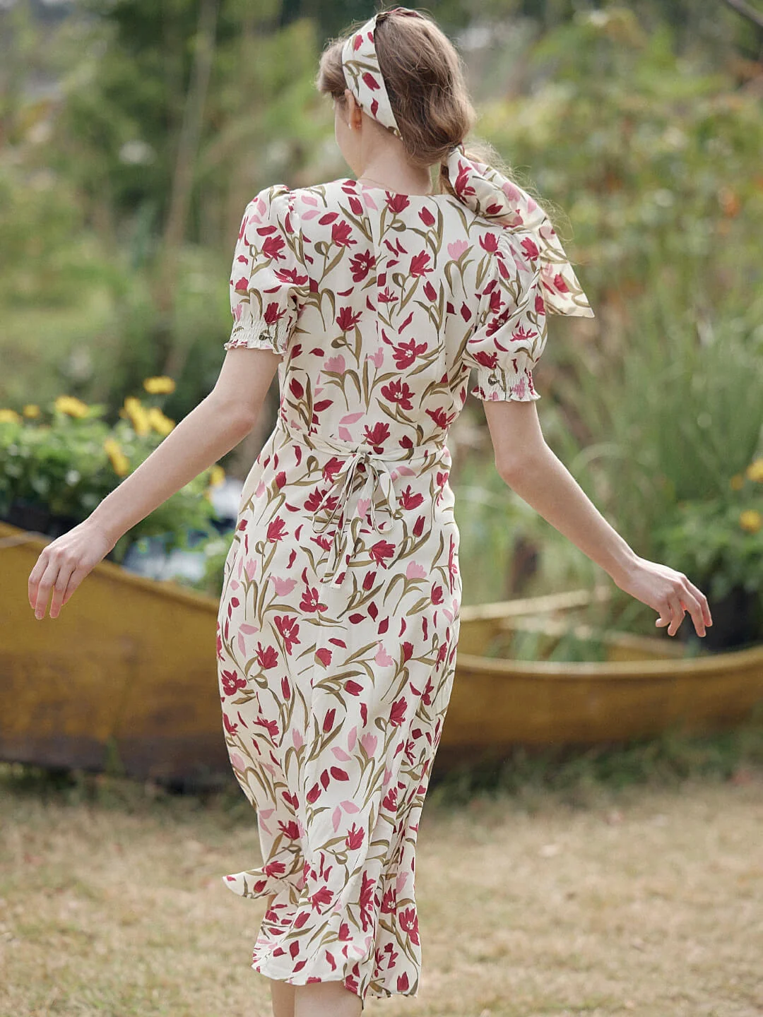 Bianca V-Neck Tulip Puff Sleeve Dress