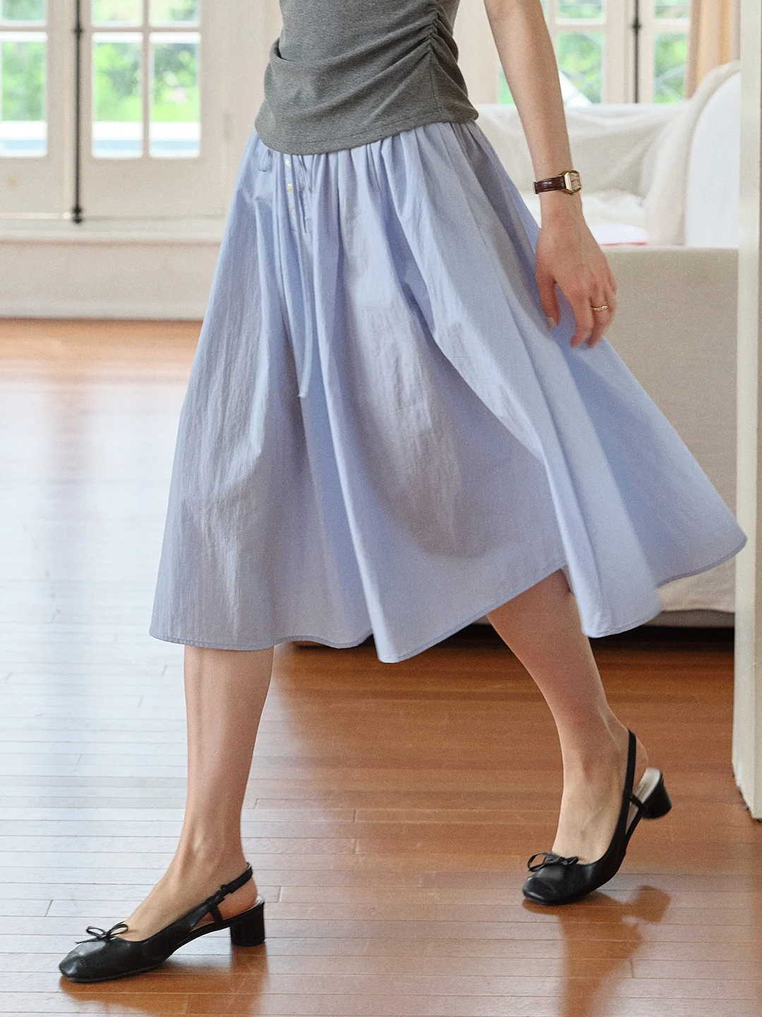 Cecilia Loose Bow Midi Skirt