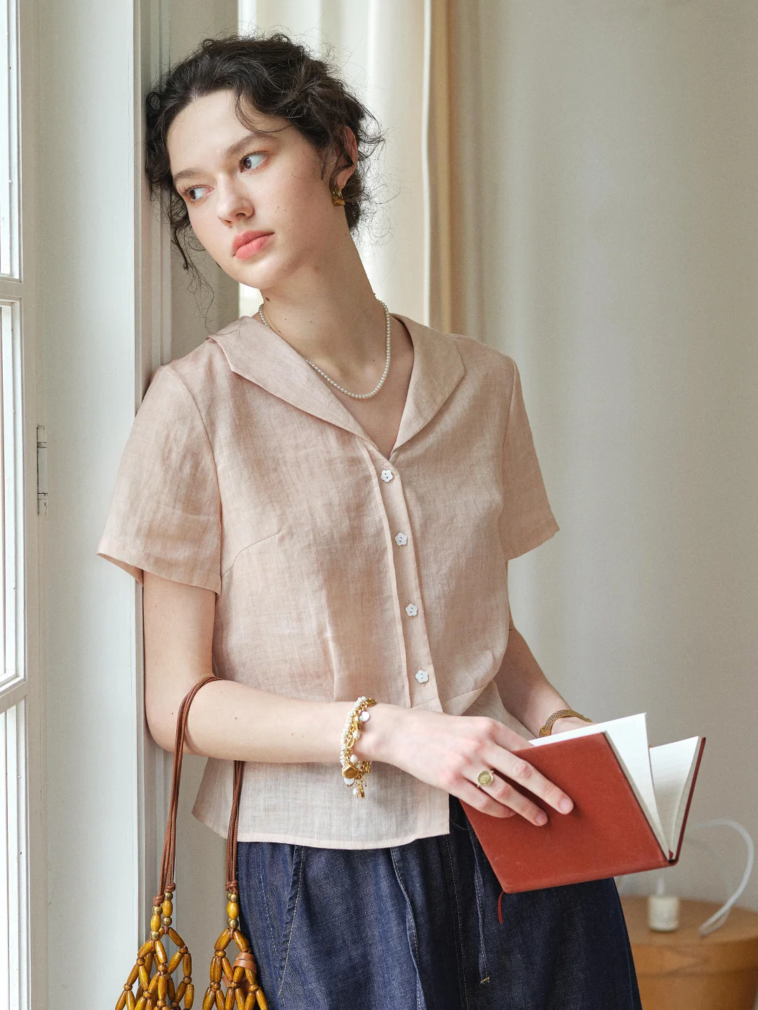 Sonnie V-Neck Ramie Shirt