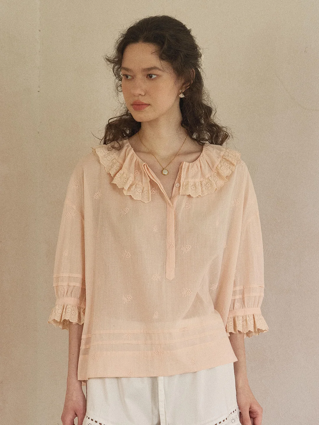 Romy Round Neck 100% Cotton Blouse