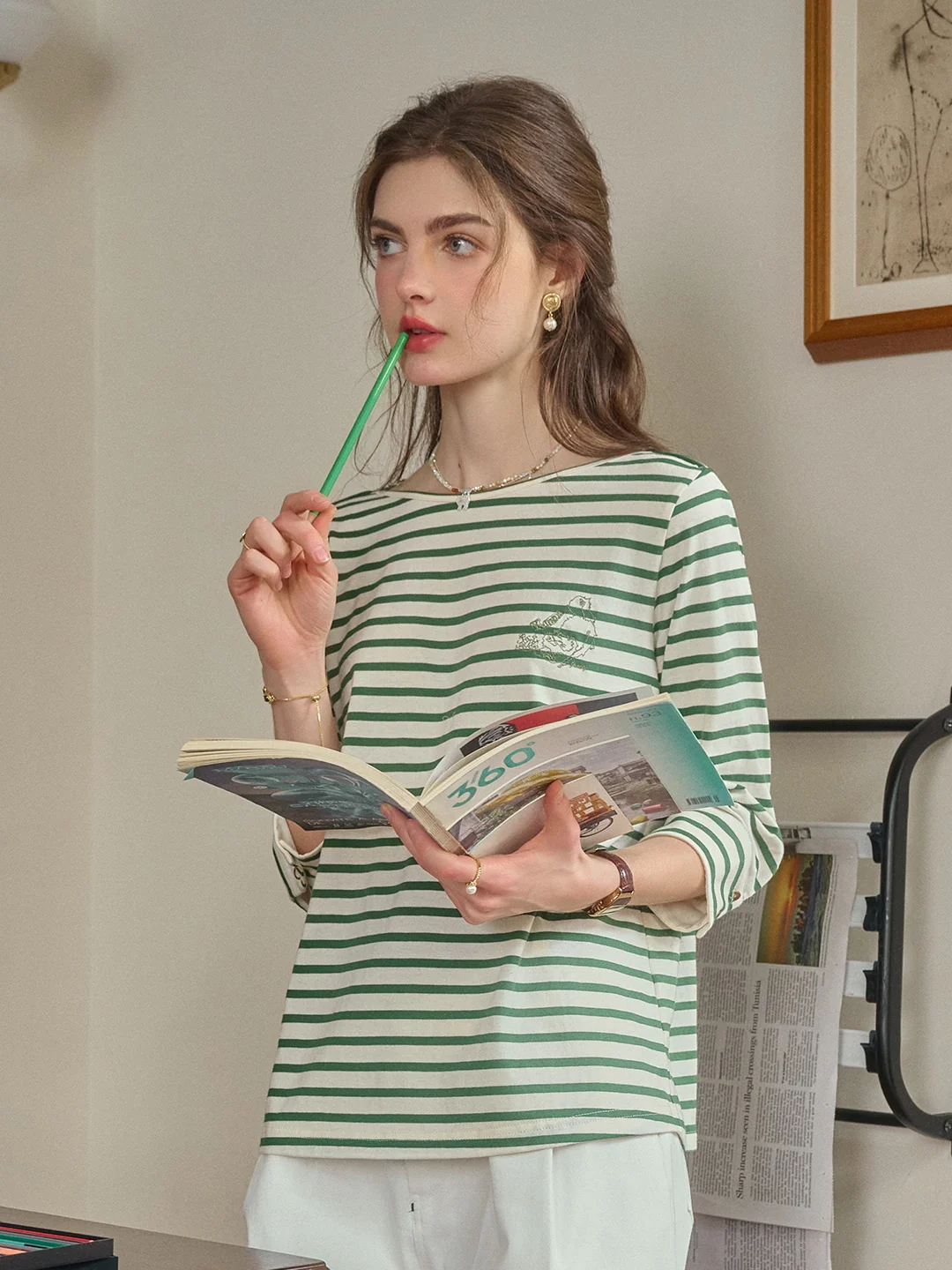 Aika Round Neck Striped 100% Cotton Top