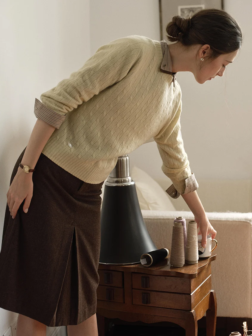 Shay Cable-Knit Lightweight Wool-Cashmere Sweater