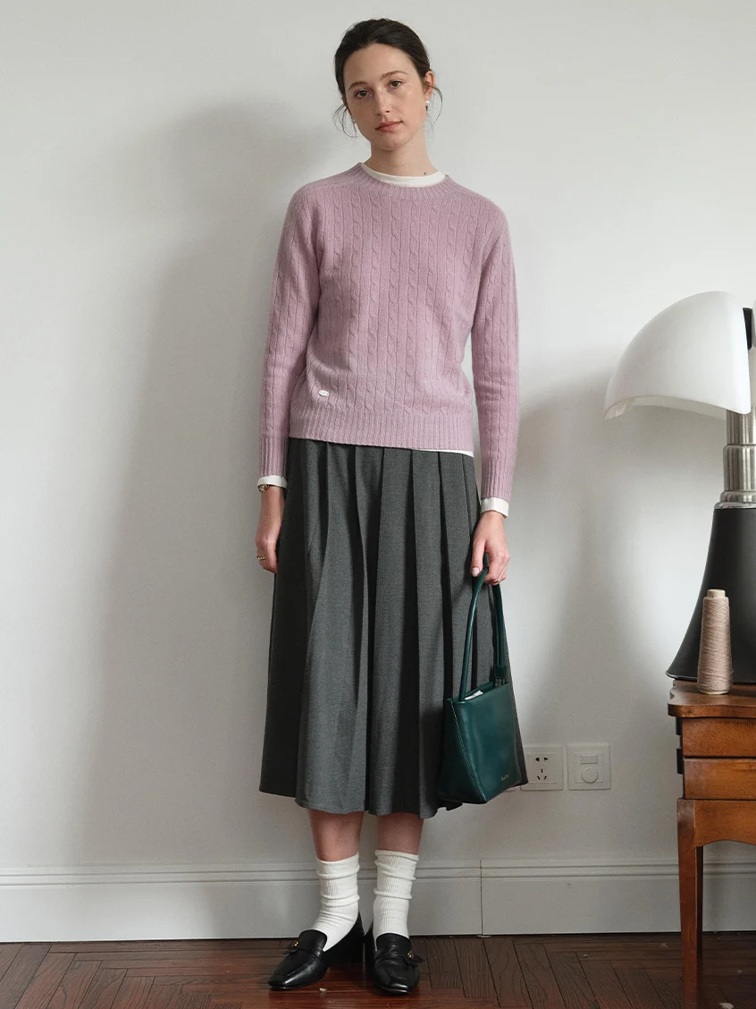 Shay Cable-Knit Lightweight Wool-Cashmere Sweater