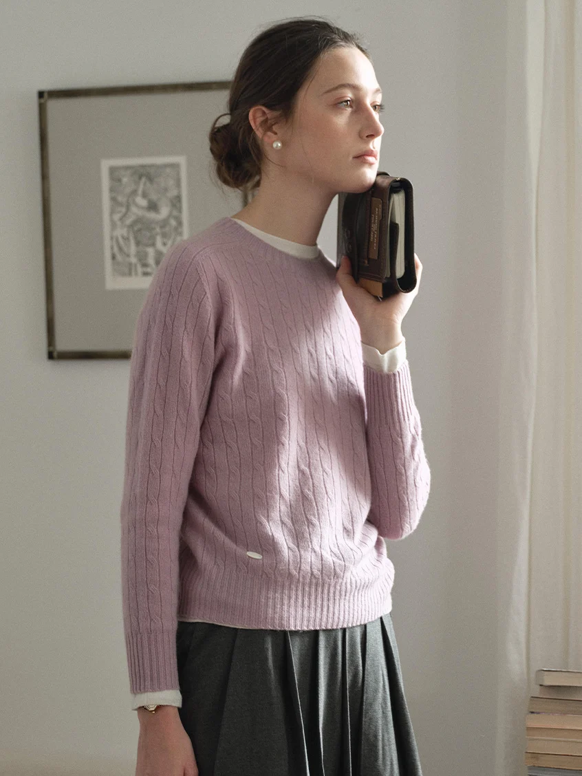 Shay Cable-Knit Lightweight Wool-Cashmere Sweater
