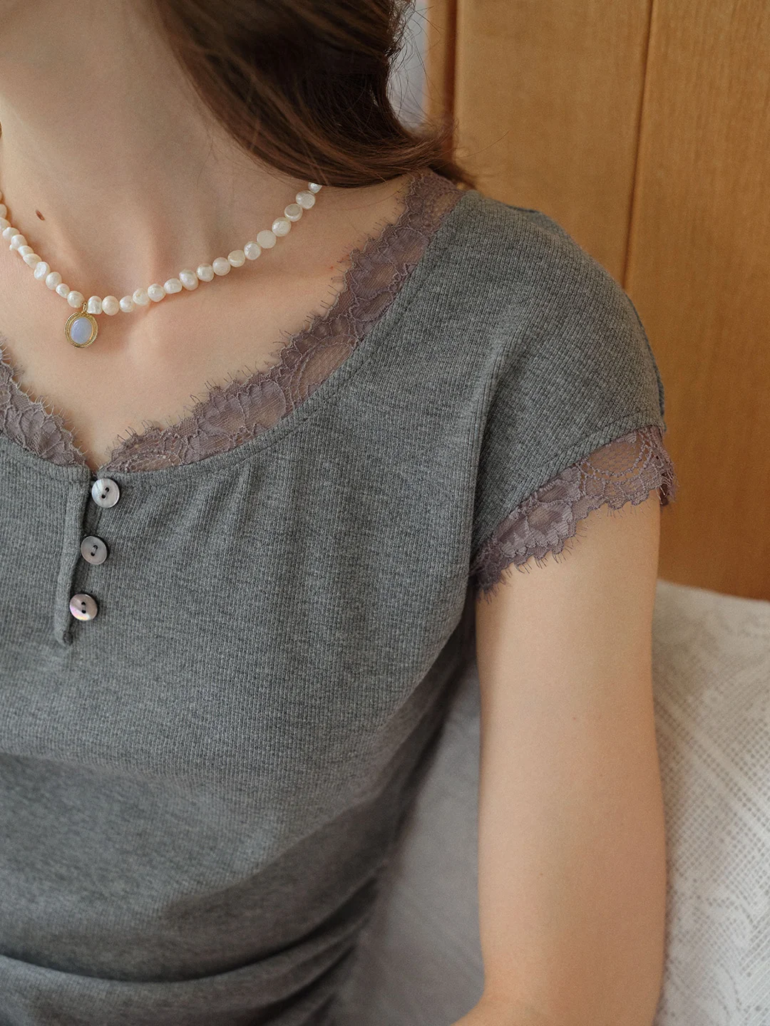 Azalea Round Neck Lace Top