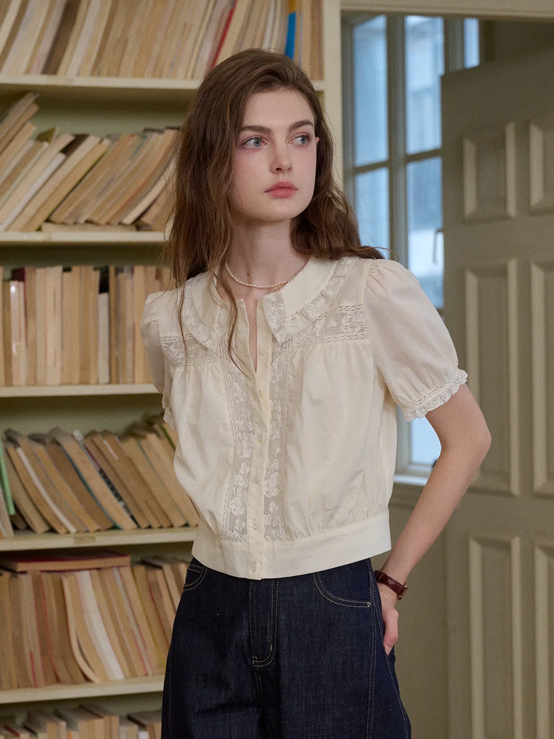 Everleigh Round Neck Lace Blouse