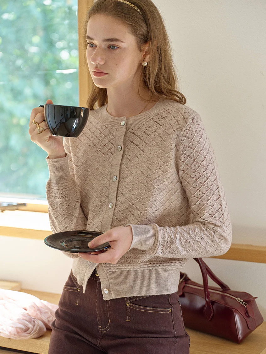 Neriah Round Neck Fitted Button-Up Cardigan