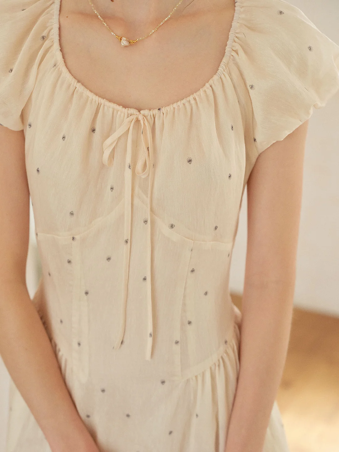 Gabriella Round Neck Printed Linen Dress