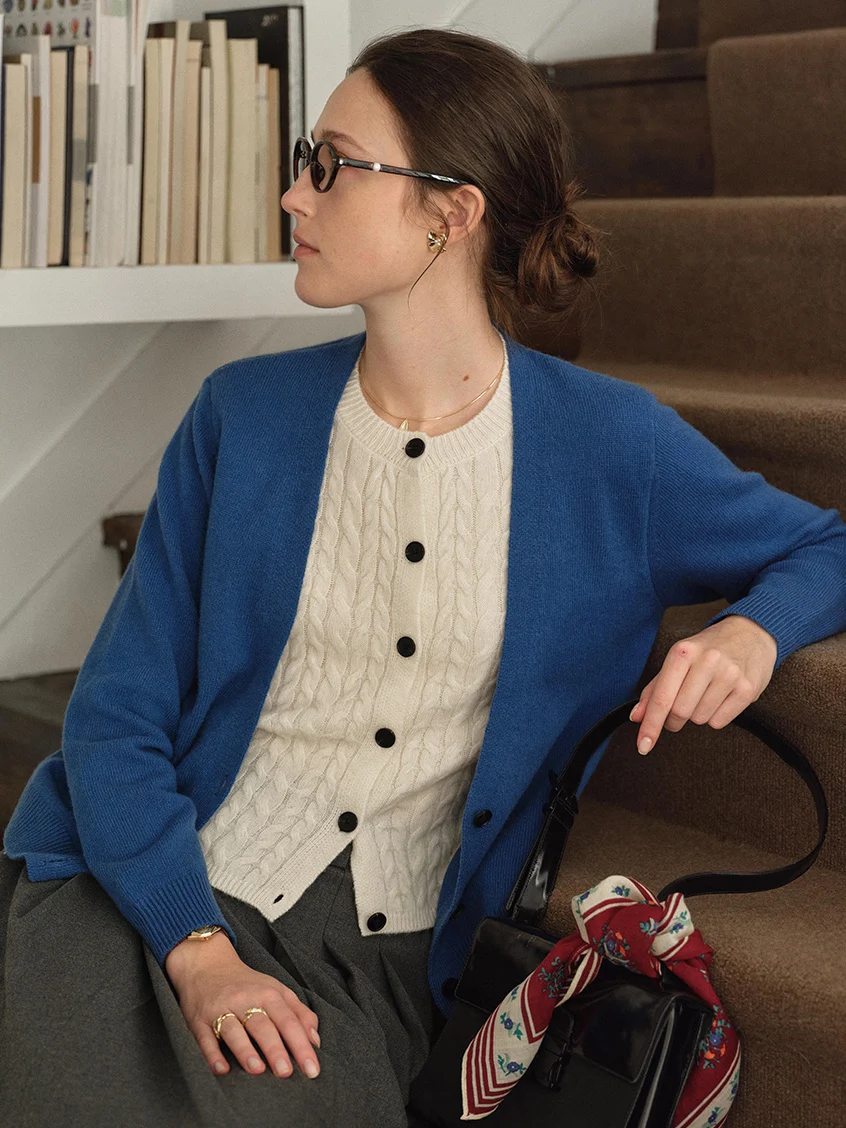Ainhoa 100%Wool Drop Shoulder Versatile Cardigan