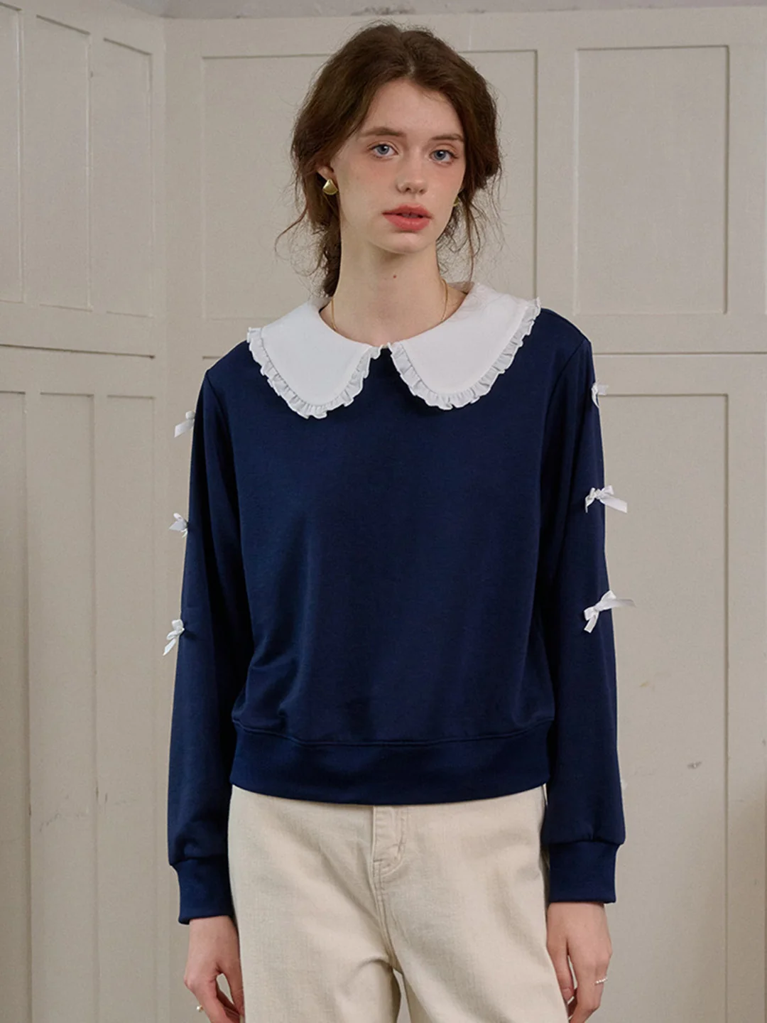 【Final Sale】Karen Peter Pan Collar  Sweatershirt
