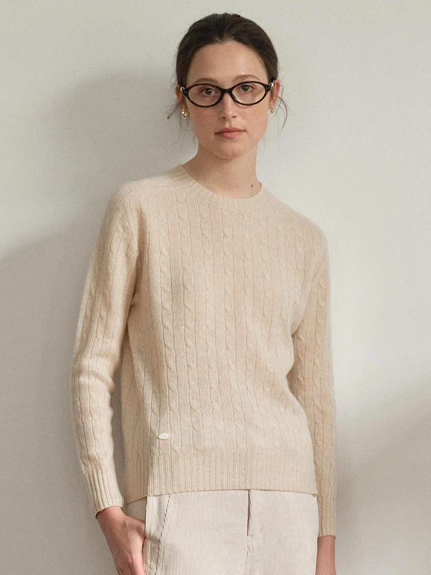 Shay Cable-Knit Lightweight Wool-Cashmere Sweater