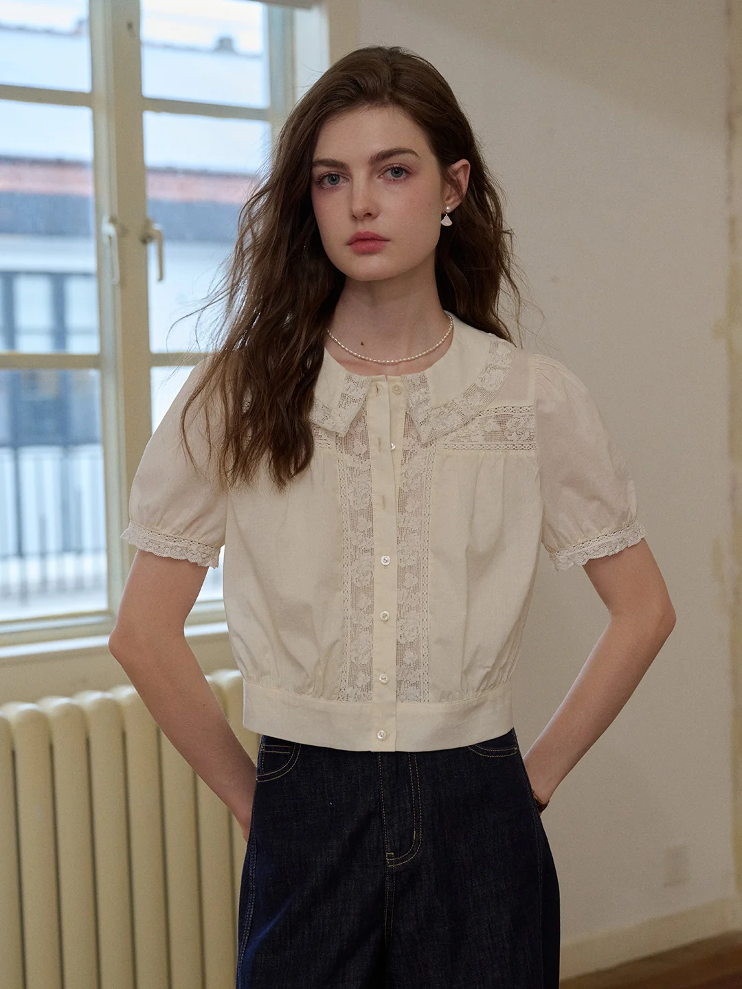 Everleigh Round Neck Lace Blouse