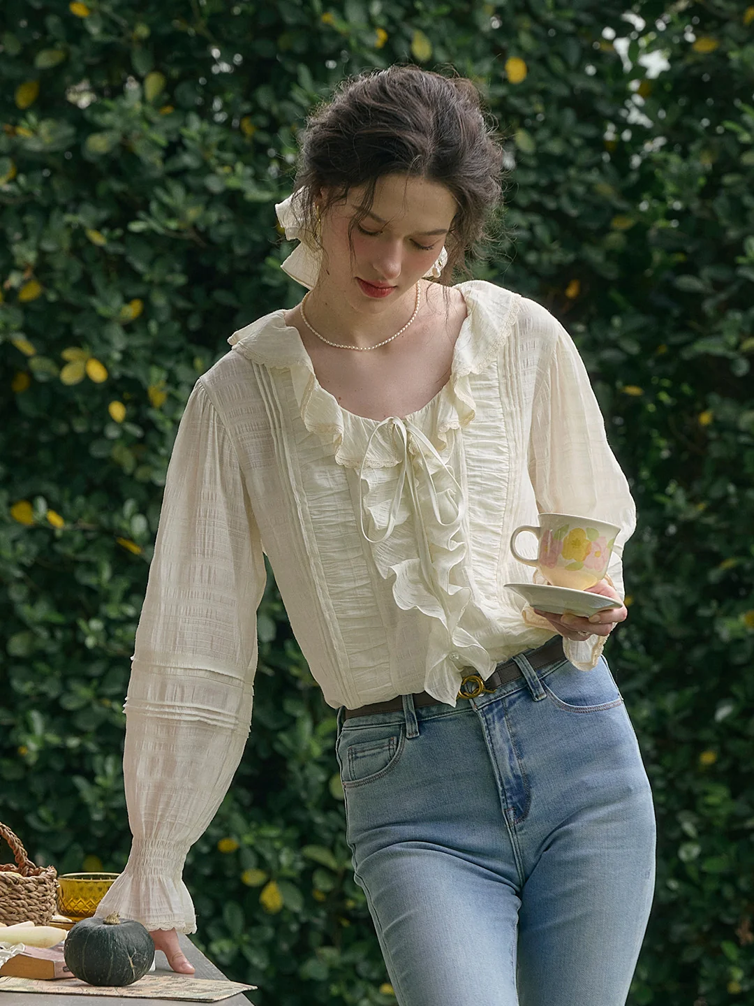 【Final Sale】Joelle Round Neck Ruffle Blouse