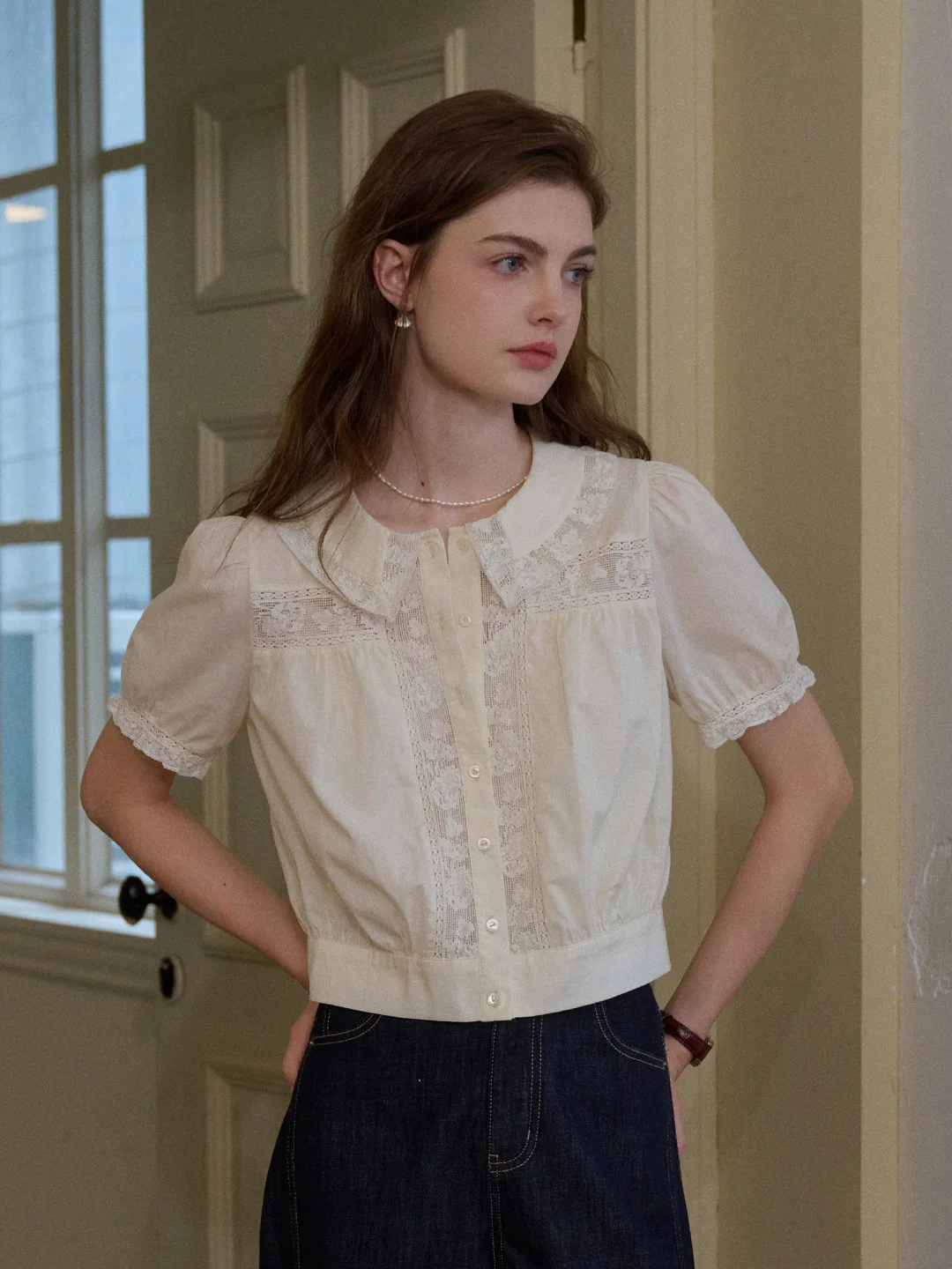 Everleigh Round Neck Lace Blouse