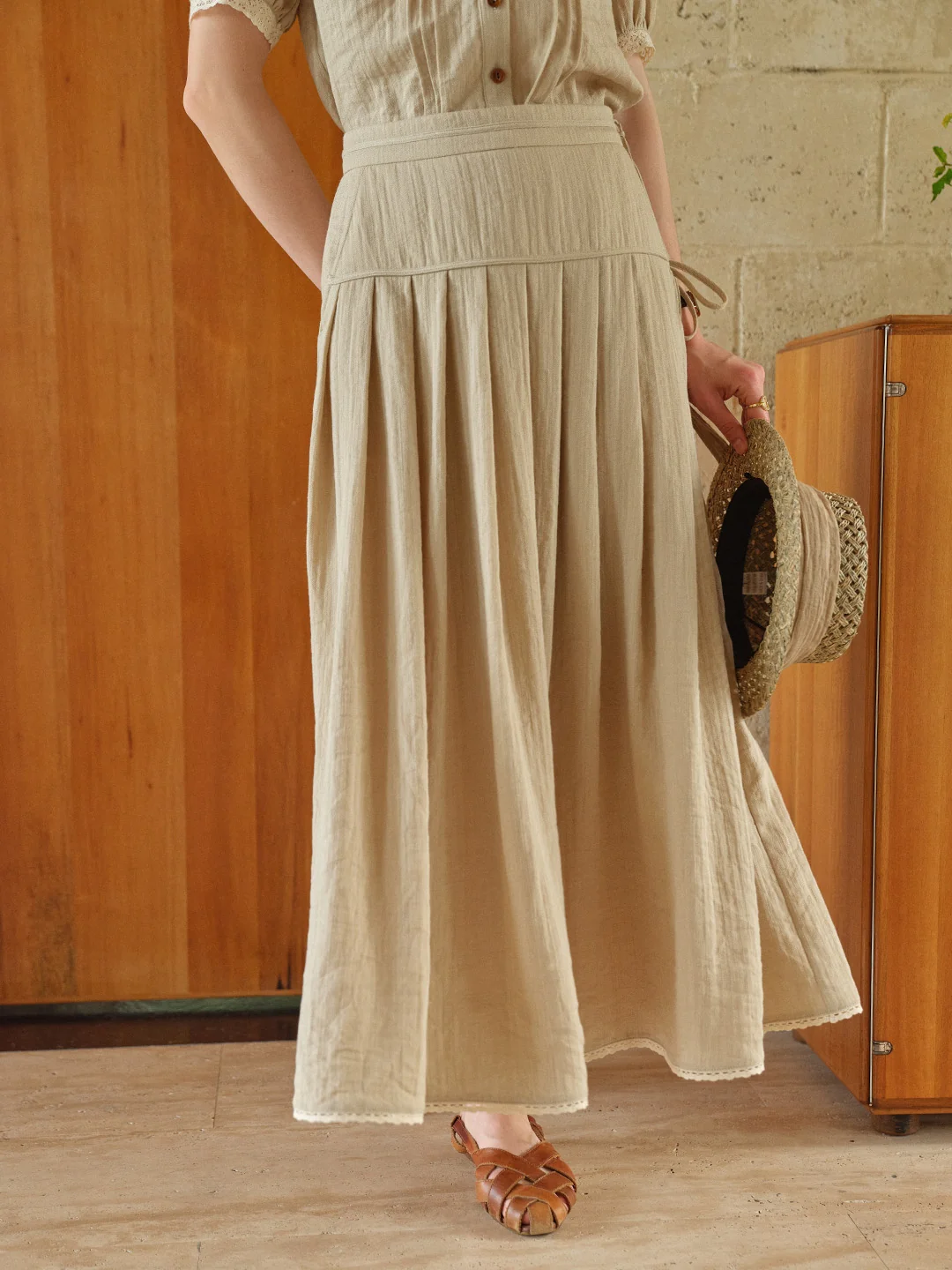 Selene A-Line Linen Skirt
