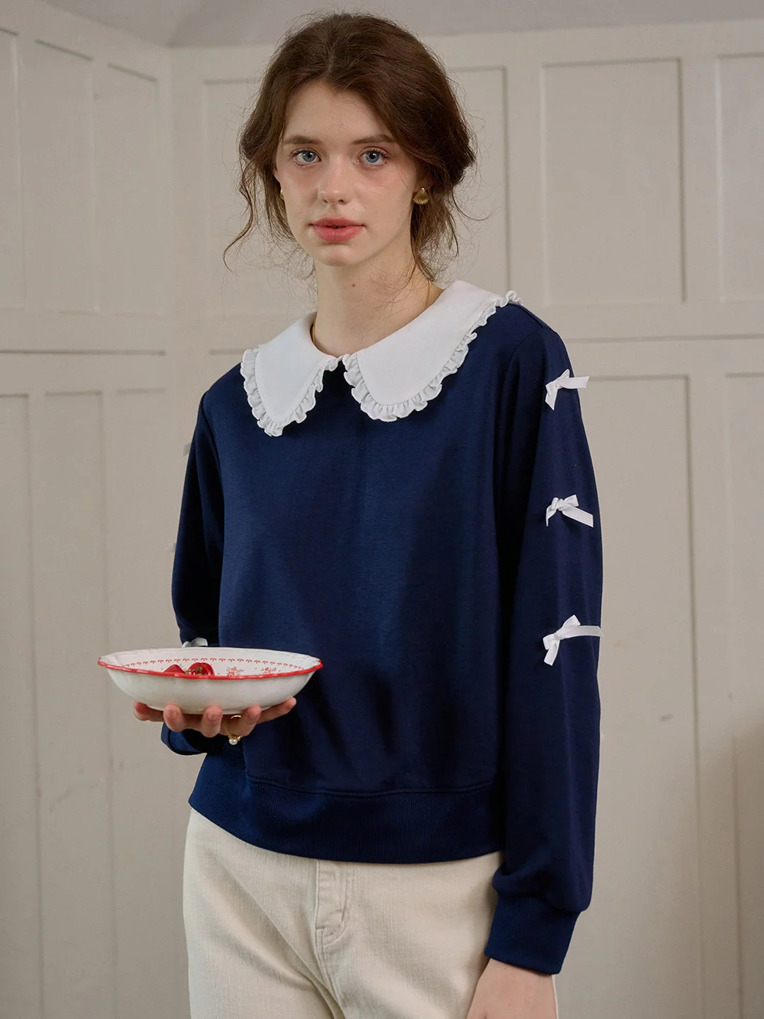 【Final Sale】Karen Peter Pan Collar  Sweatershirt