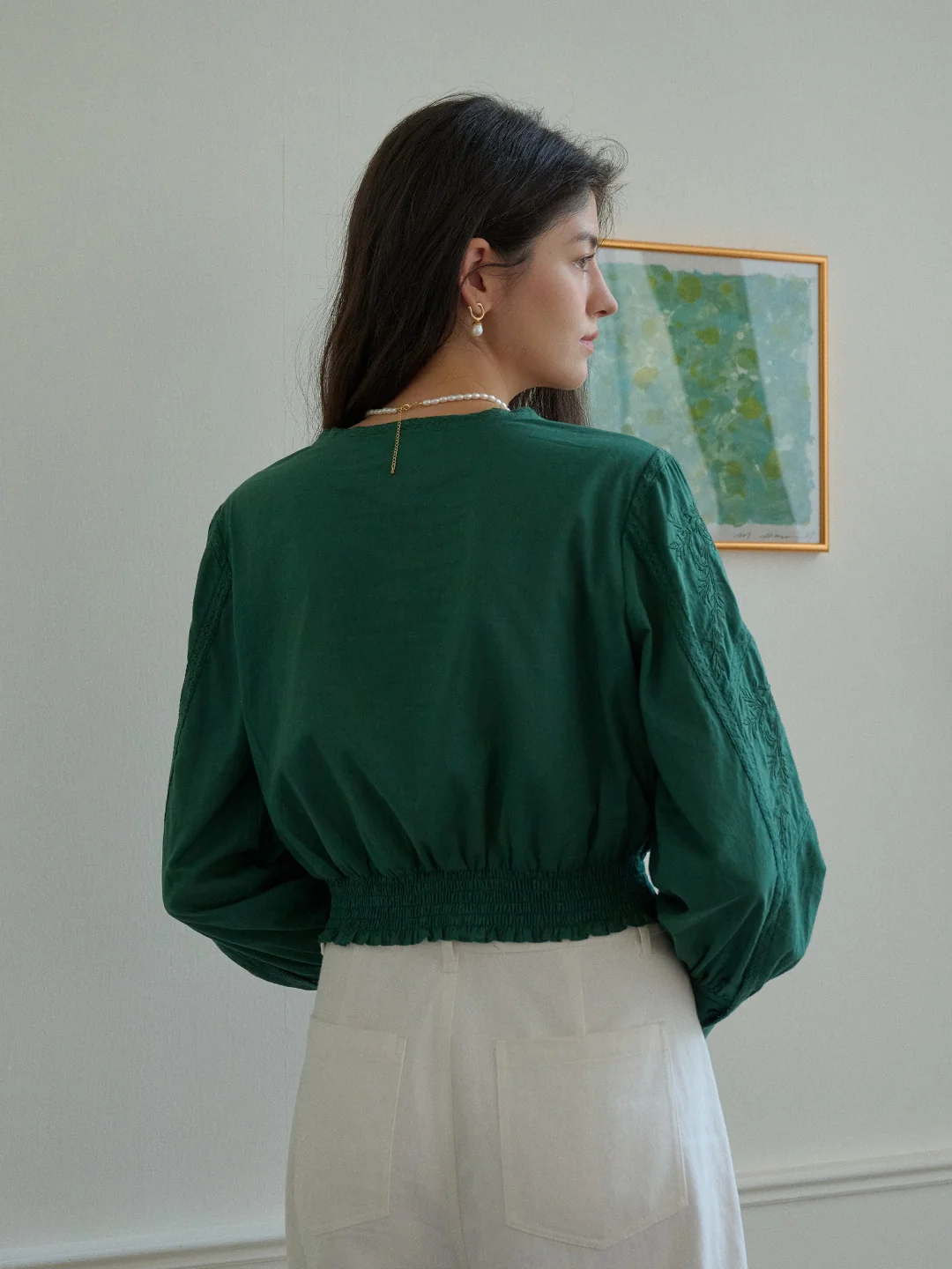 【Final Sale】Oakley Square Neck Embroidery 100% Cotton Blouse