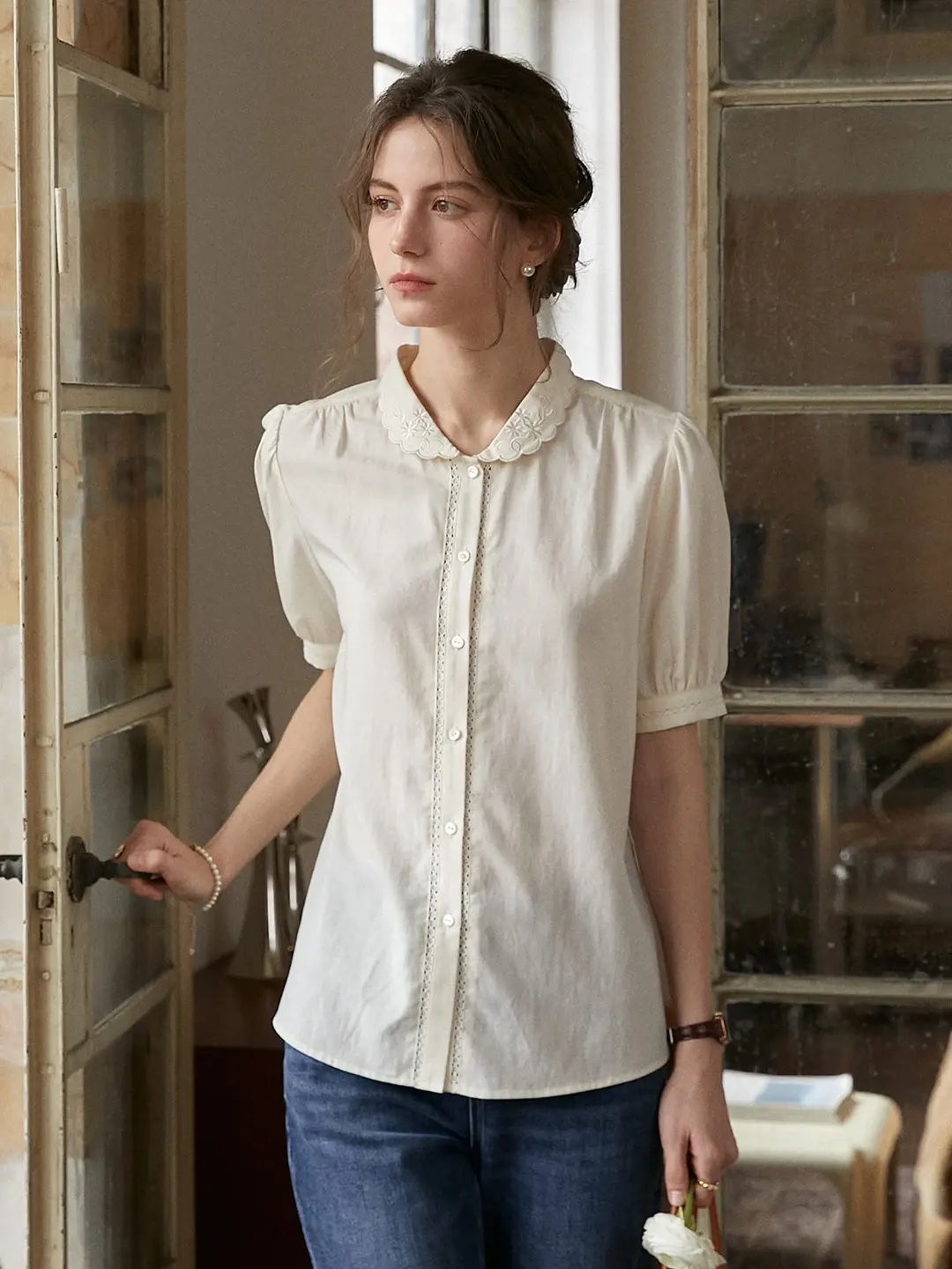 Xyla Peter Pan Collar Hemp Blouse