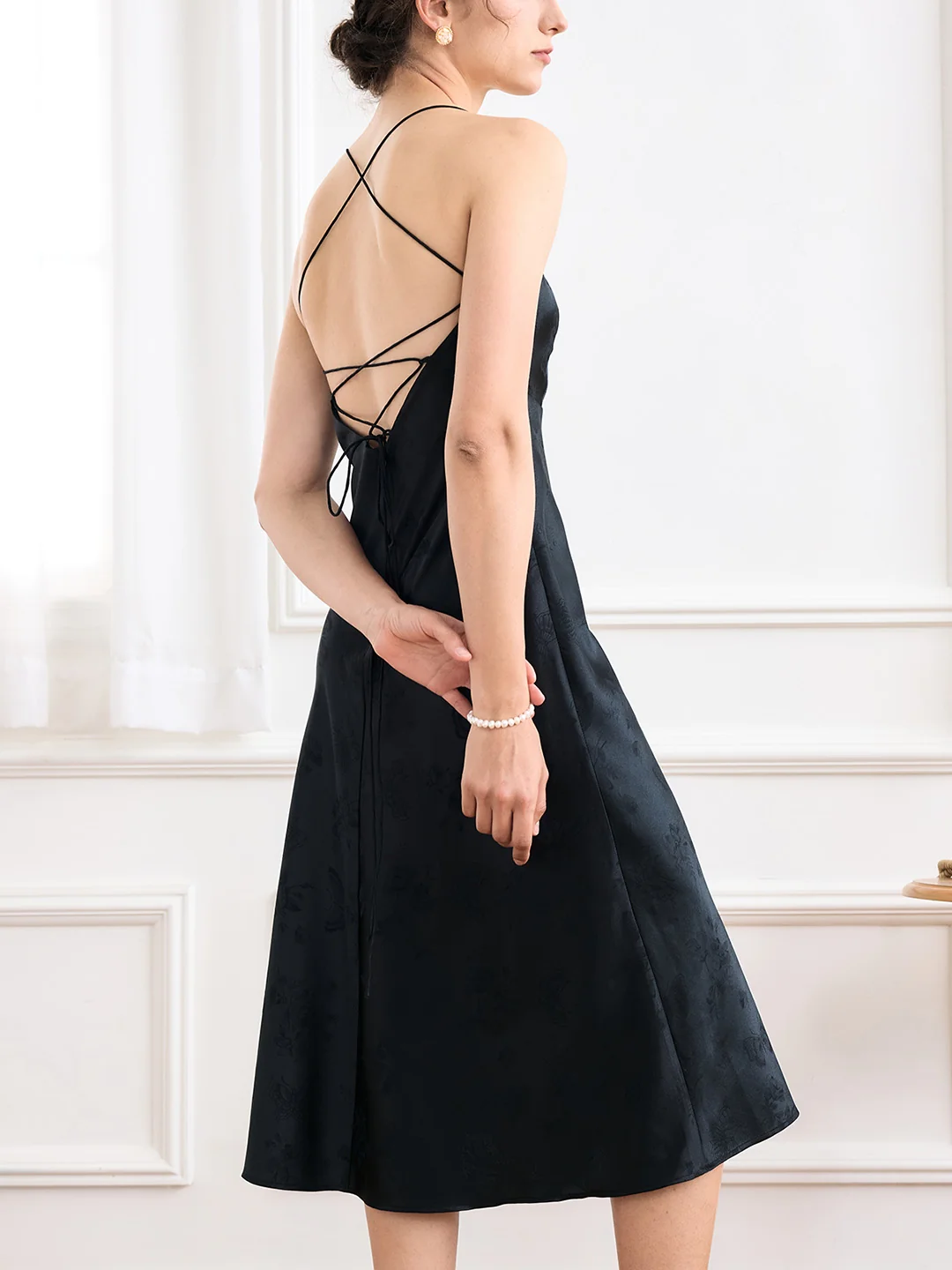 【Final Sale】Henley Butterfly Dark Pattern Sling Dress
