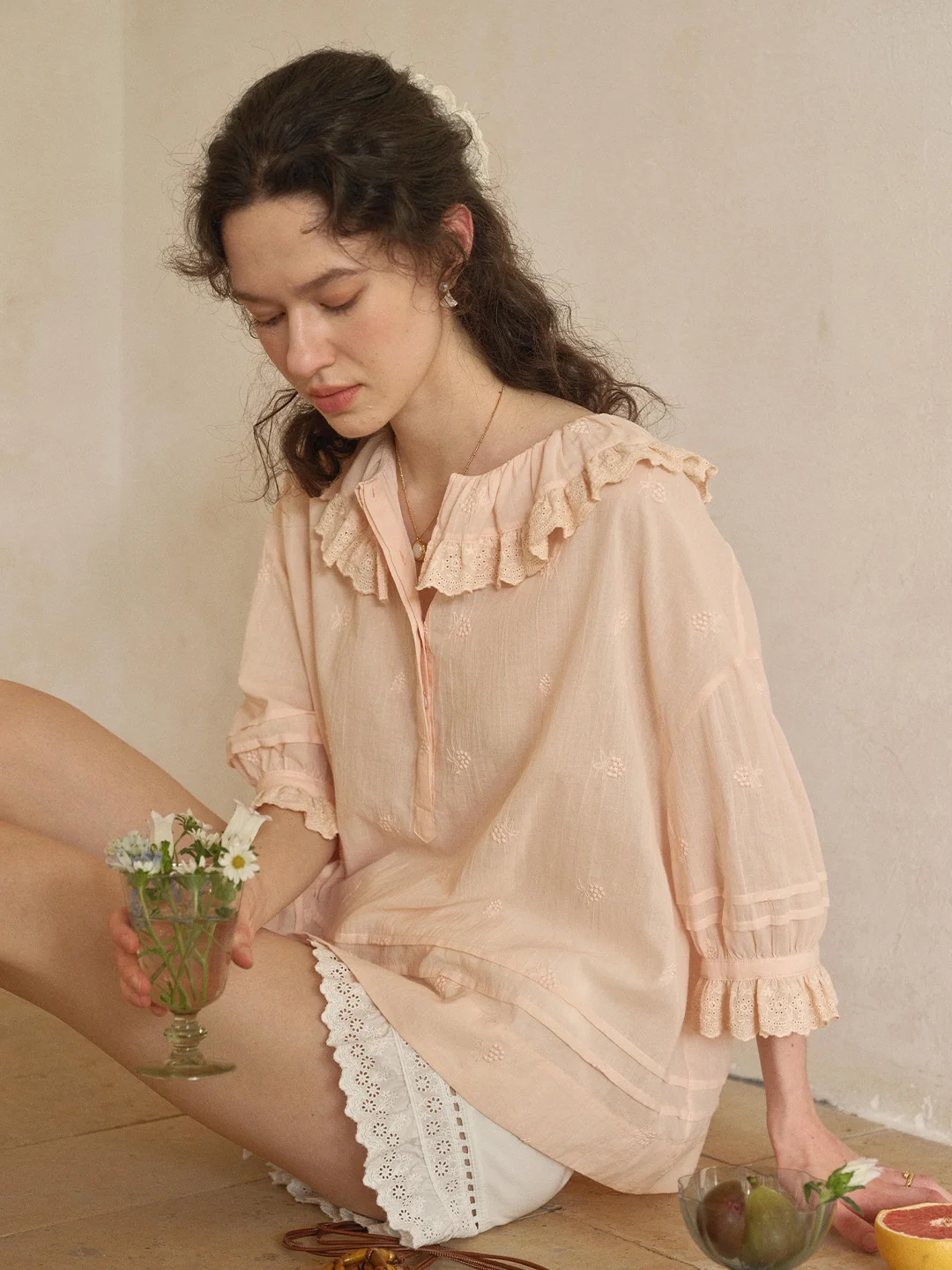 Romy Round Neck 100% Cotton Blouse