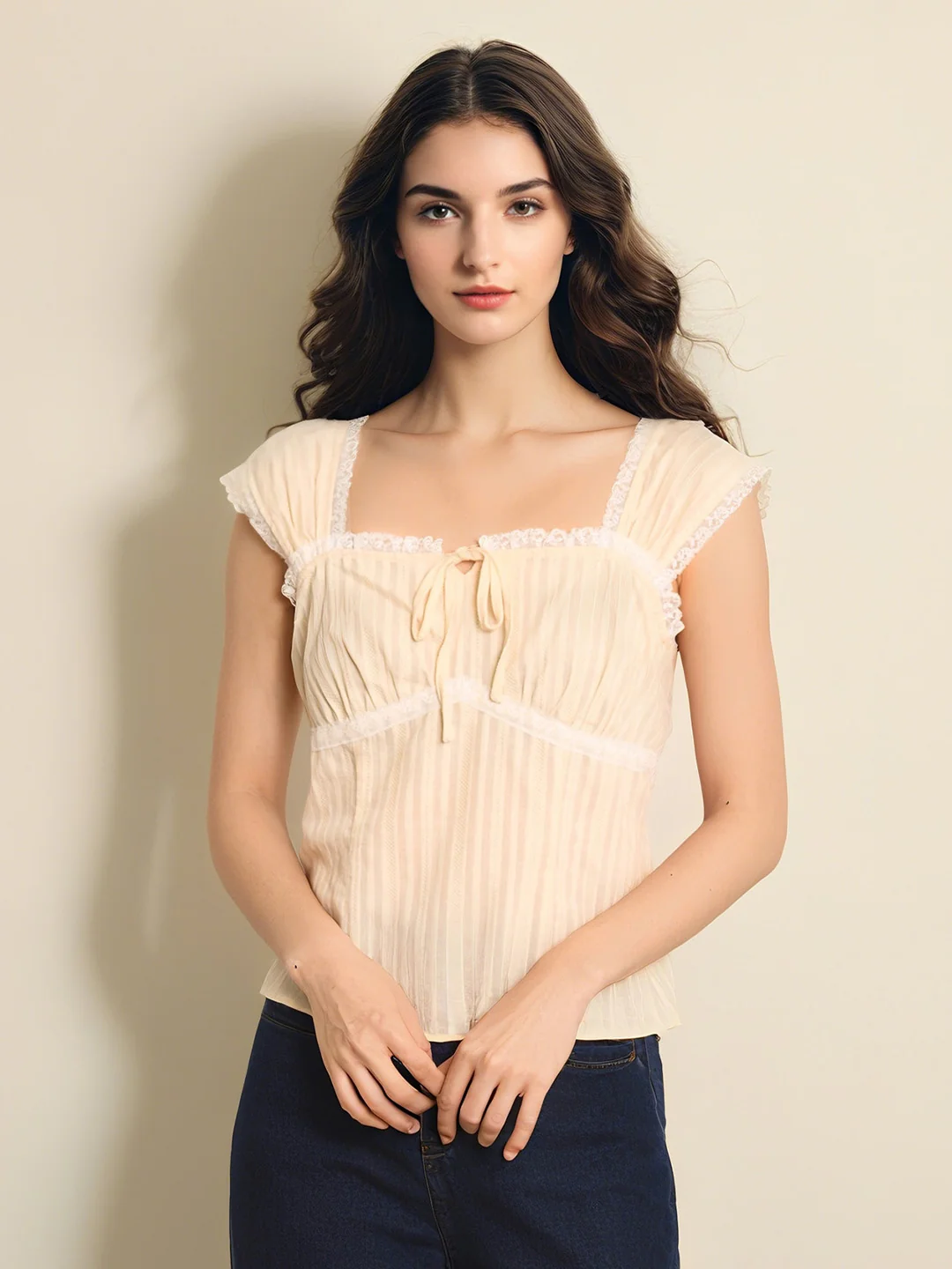 【Final Sale】Cecilia Square Neck 100% Cotton Blouse