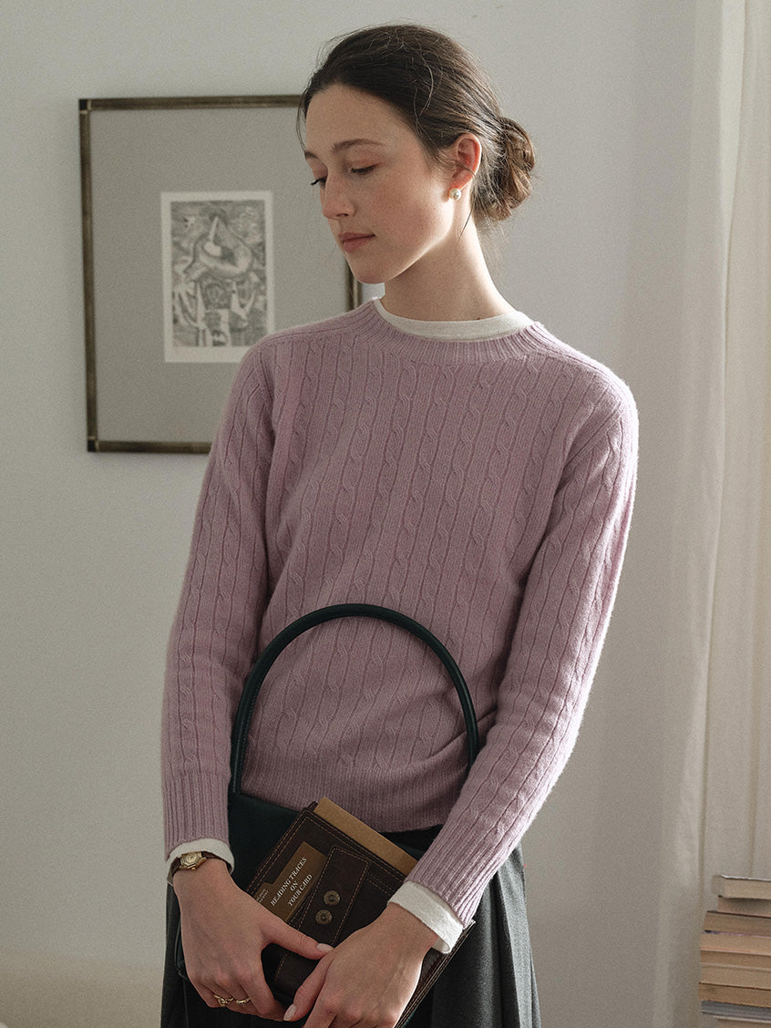 Shay Cable-Knit Lightweight Wool-Cashmere Sweater
