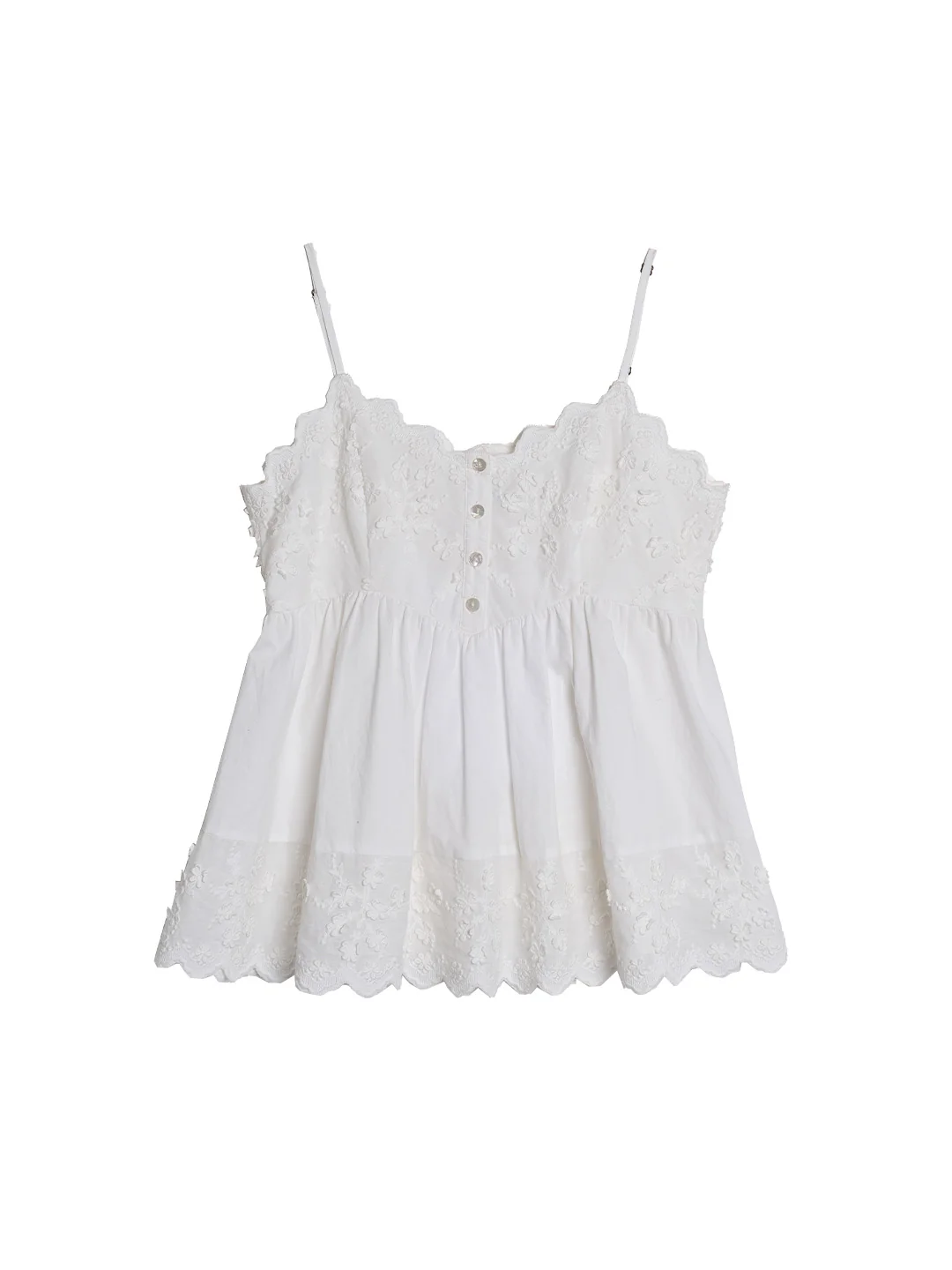 Myla Lace-Embroidered 100% Cotton Top