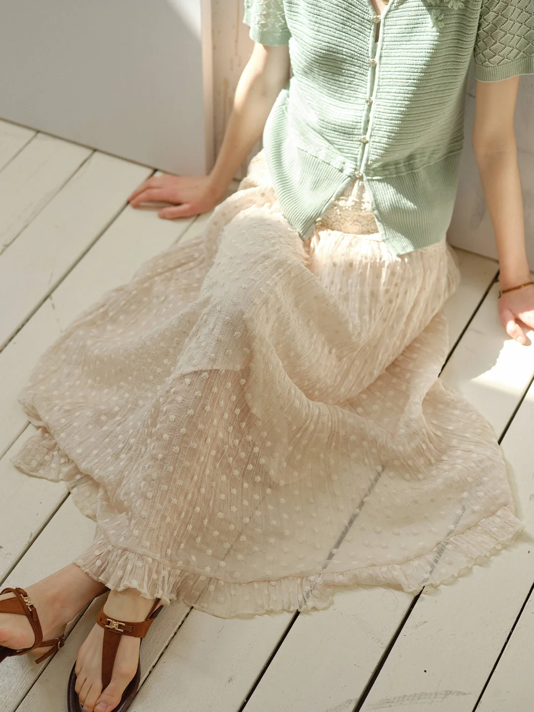 Genevieve Lace Trim Cotton Maxi Skirt