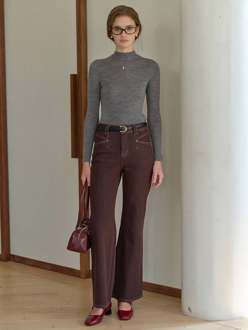 Allyson 100% Merino Mock Neck Knit Sweater