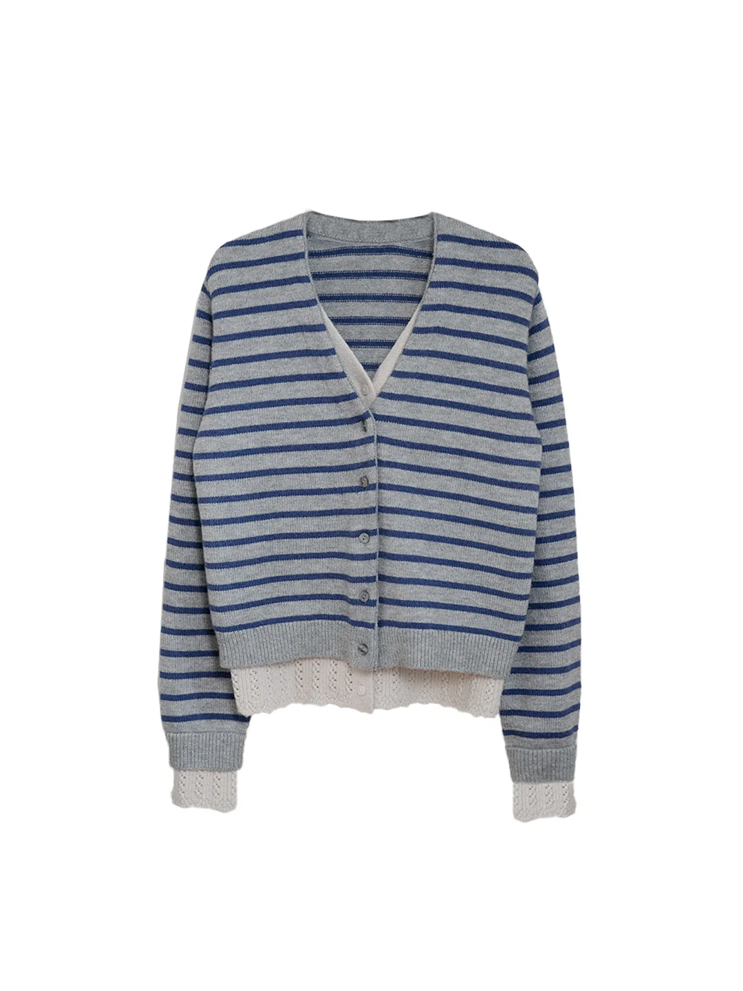 Frankie V-Neck Stripe Wool Cardigan