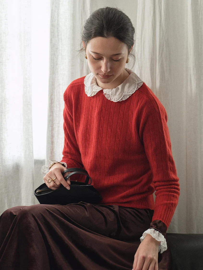 Shay Cable-Knit Lightweight Wool-Cashmere Sweater