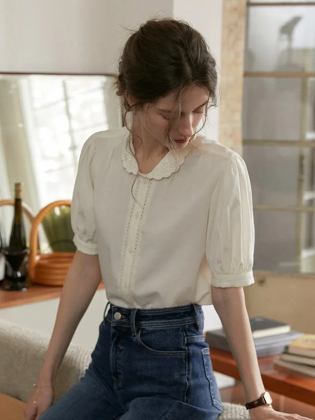 Xyla Peter Pan Collar Hemp Blouse