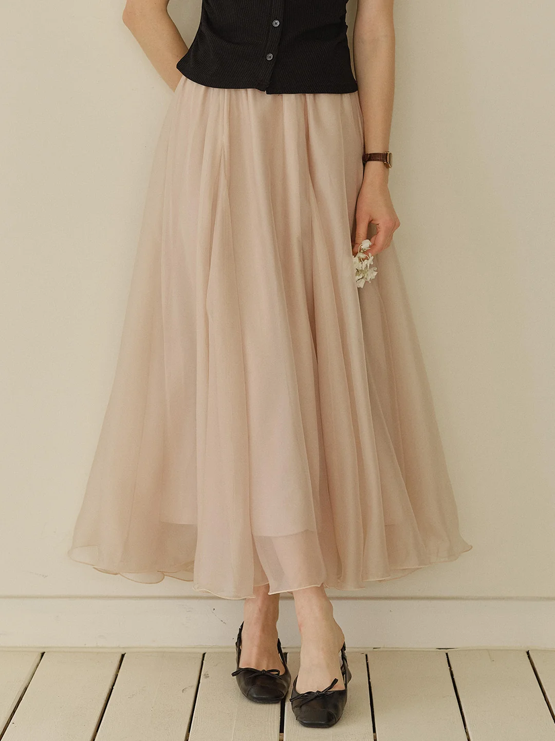 Helena Light-Knit Draping Maxi Skirt