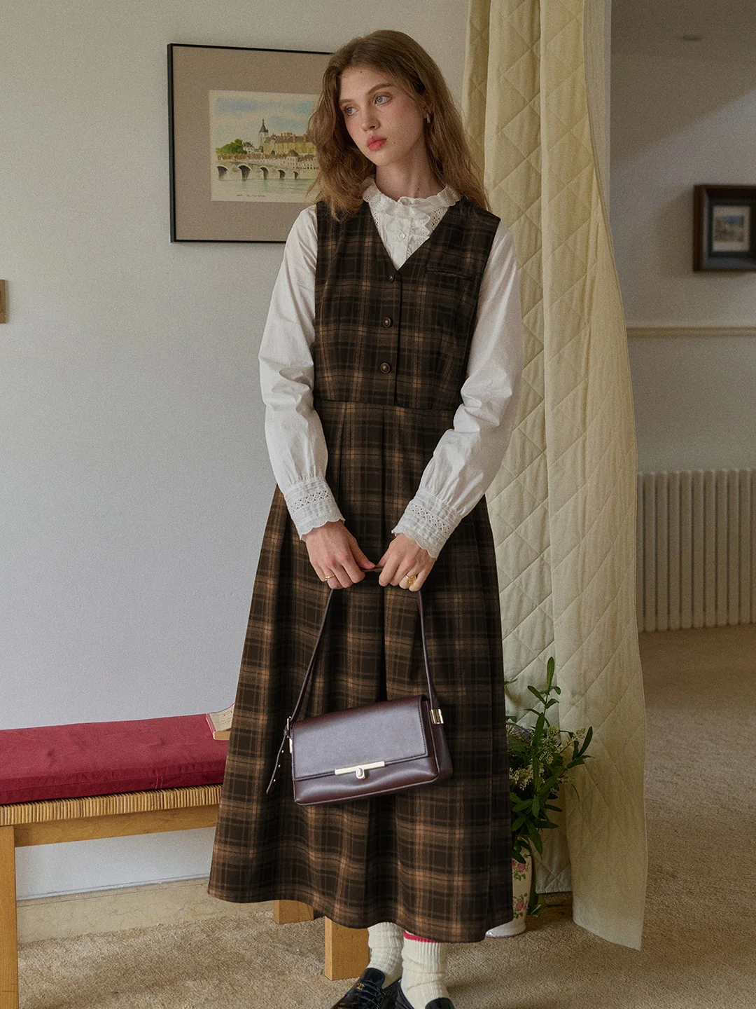 Kinley V-Neck Plaid Dress