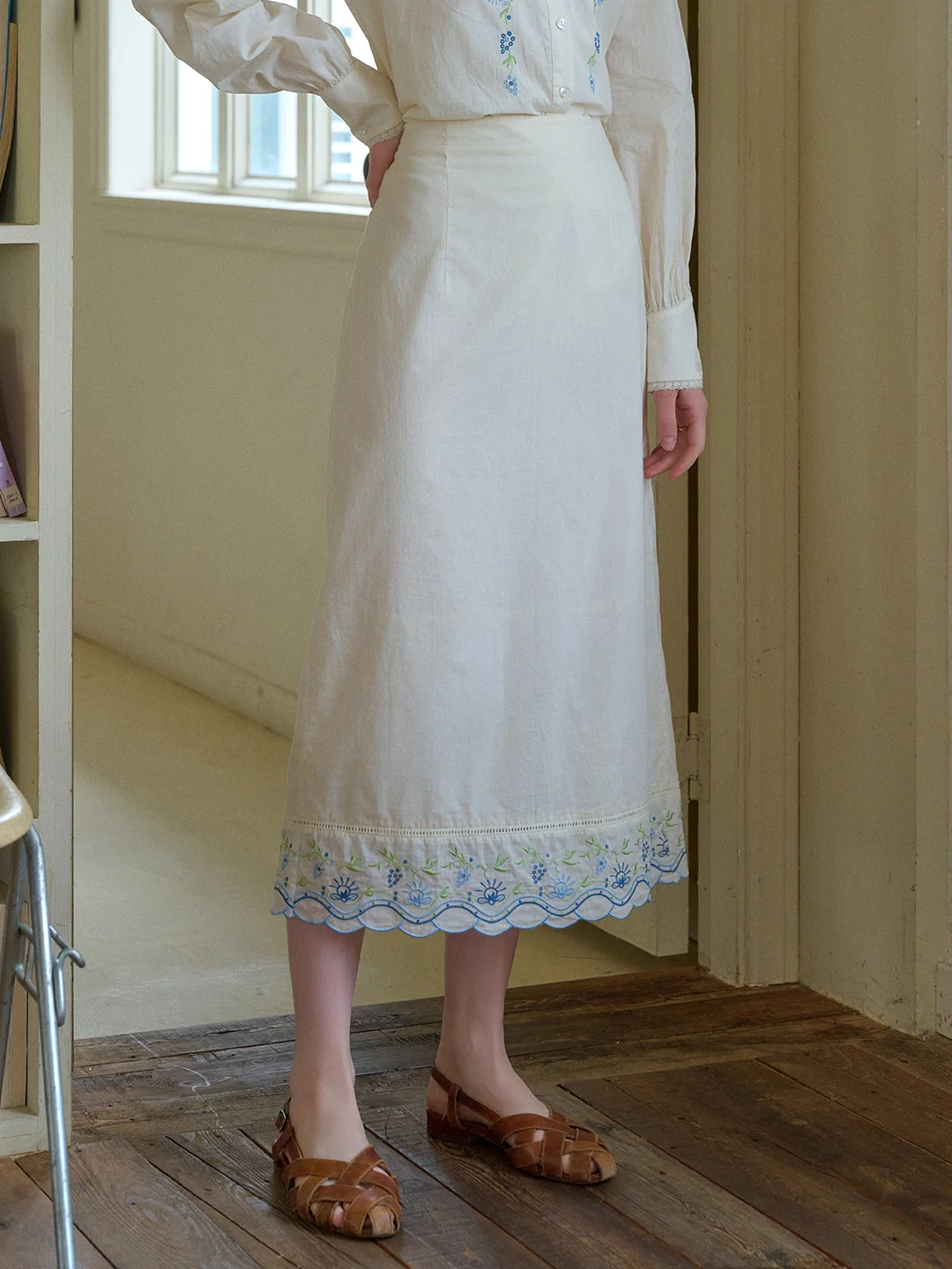 Julianna Embroidery 100% Cotton Skirt