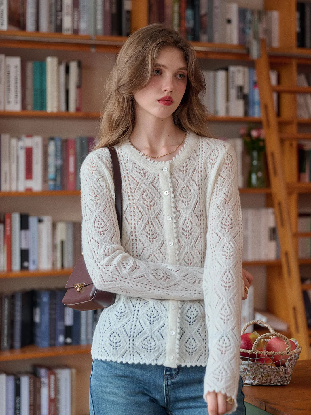 Phoenix V-Neck Hollow Knit Cardigan