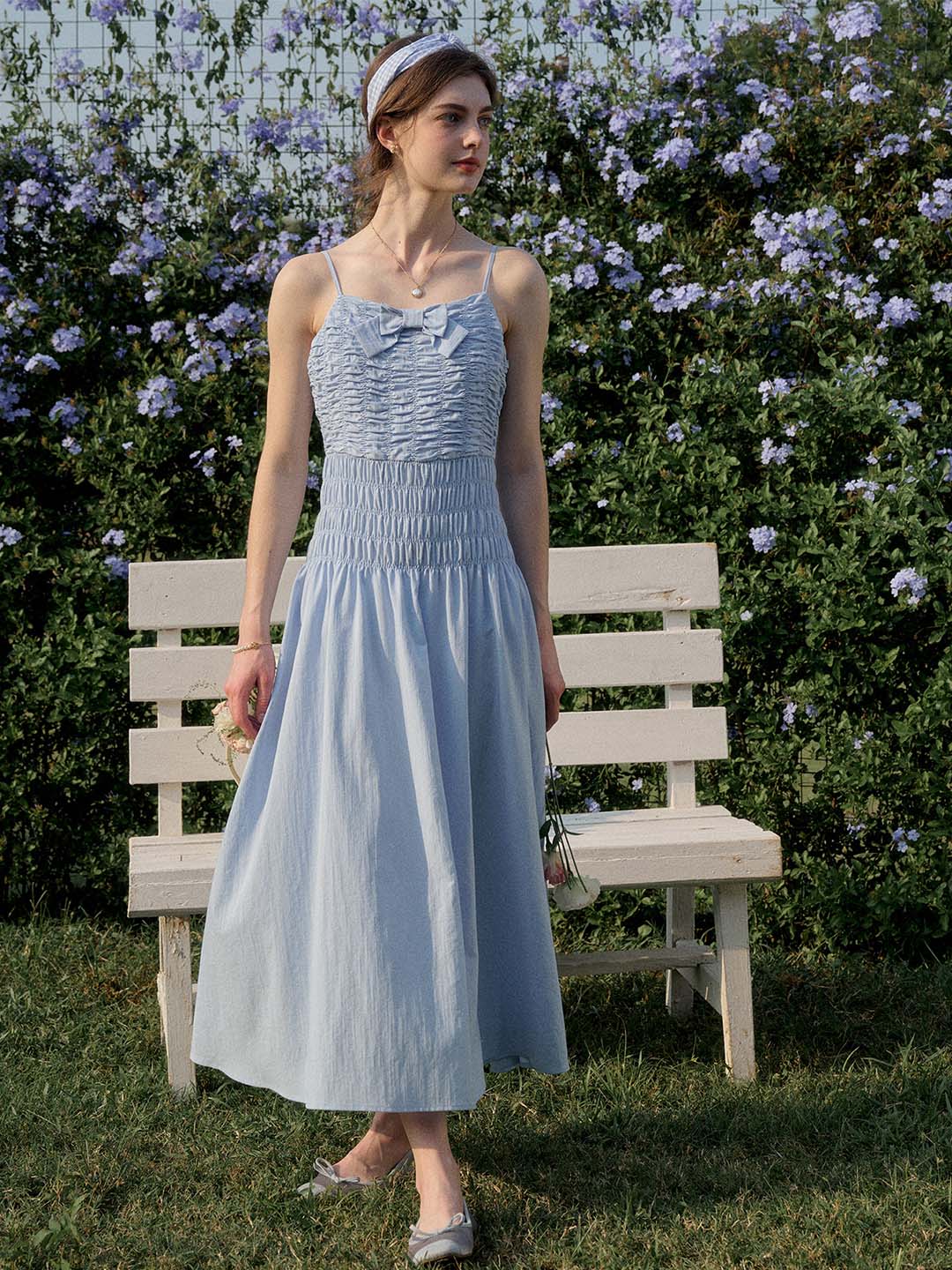 【Final Sale】Avayah Bow Smocked Slip Dress