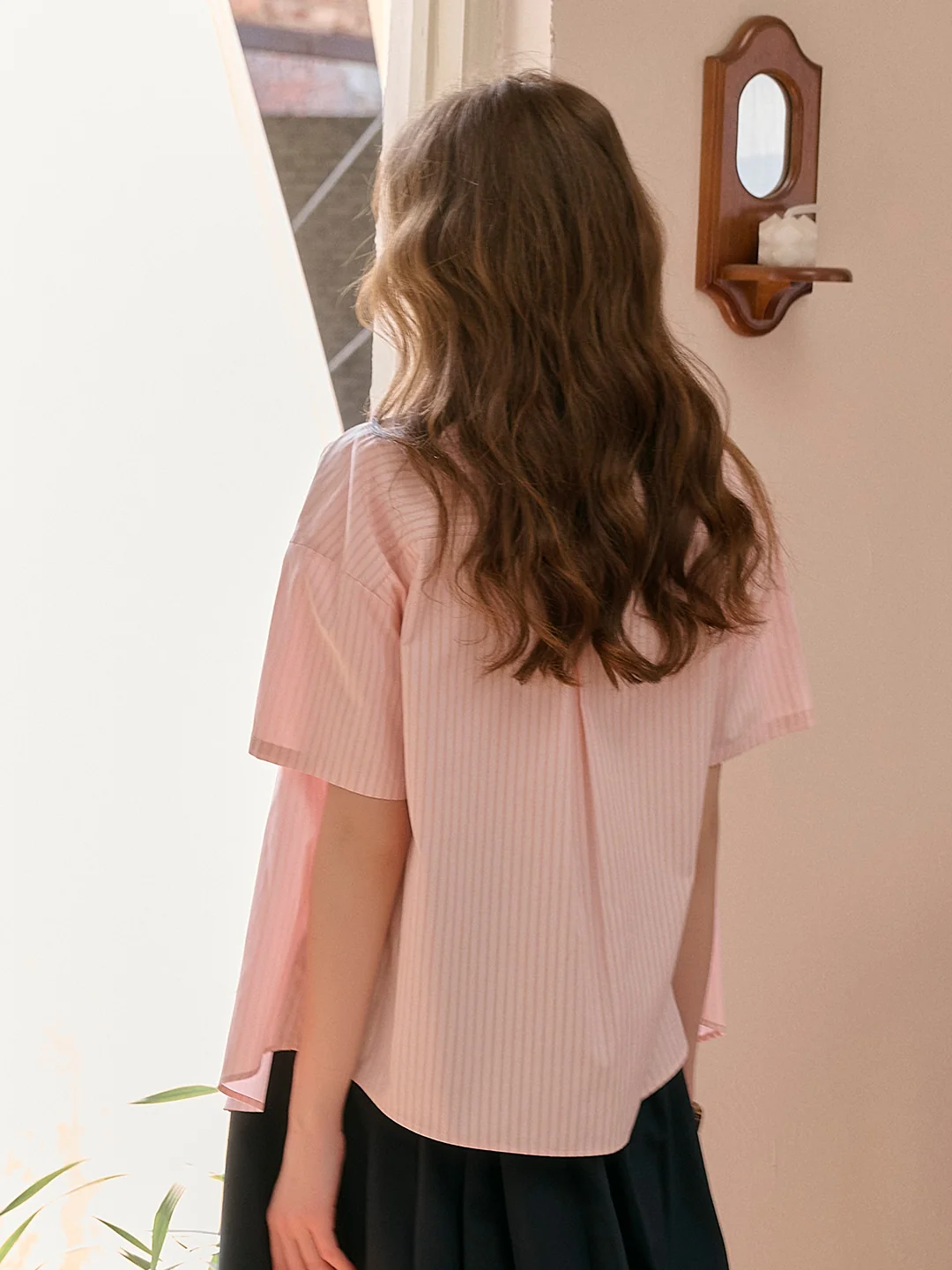 Eden Lapel Embroidery Striped Top