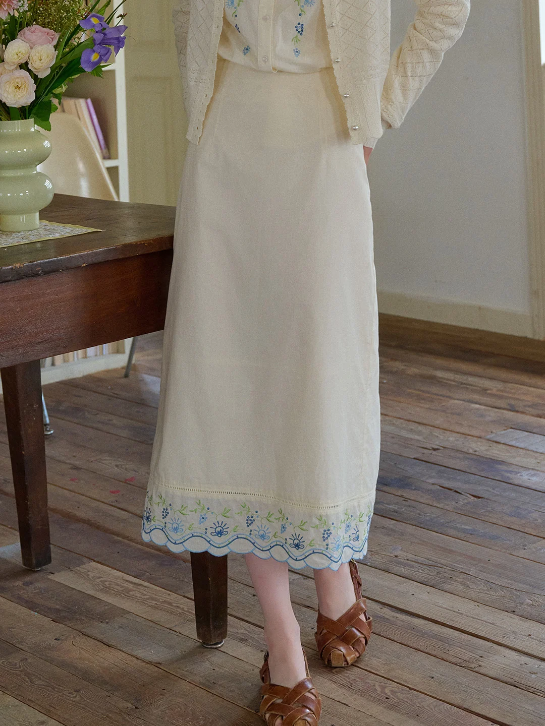 Julianna Embroidery 100% Cotton Skirt