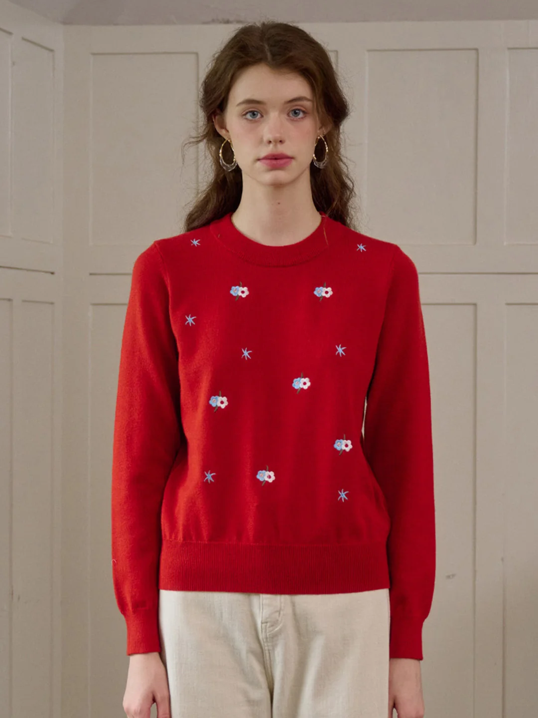 【Final Sale】Gracie Round Neck Embroidery Sweater