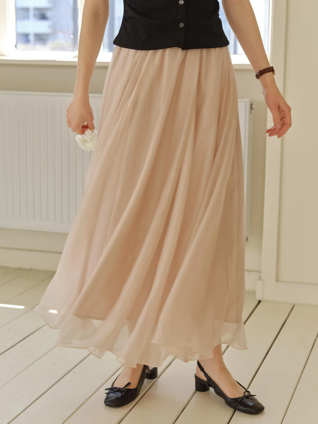 Helena Light-Knit Draping Maxi Skirt