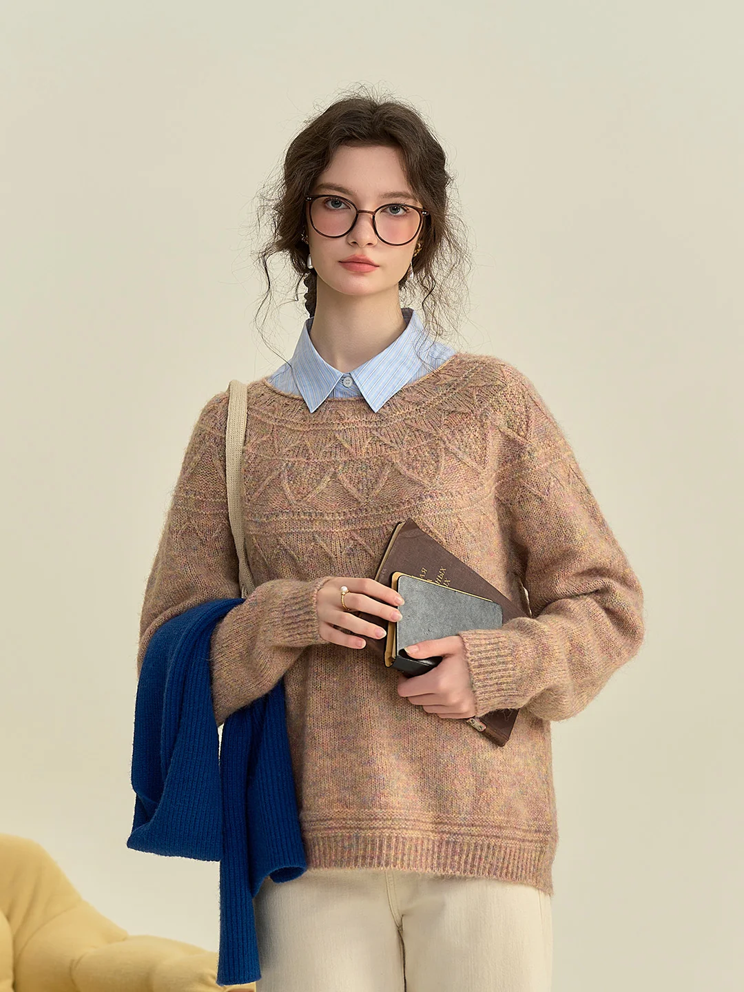 Aspyn Classic Round Neck Knitted Wool Sweater - Dark Red